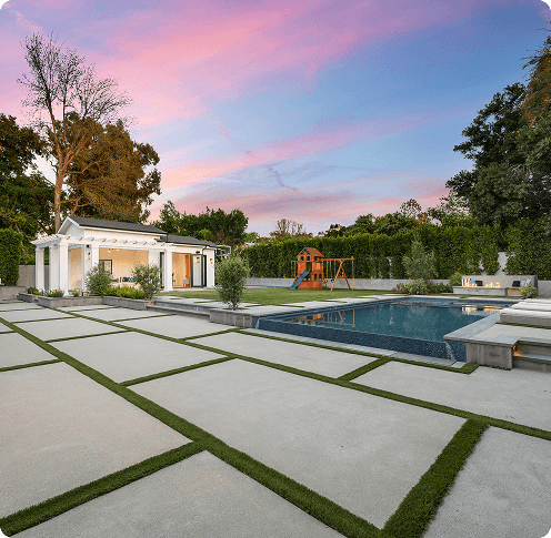concrete pavers in a backyard